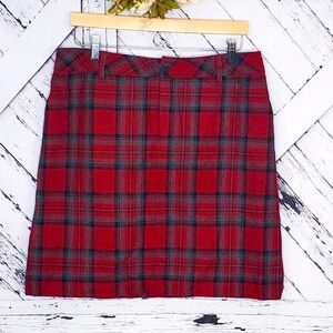 Eddie Bauer - Red & Green Plaid Wool Skirt